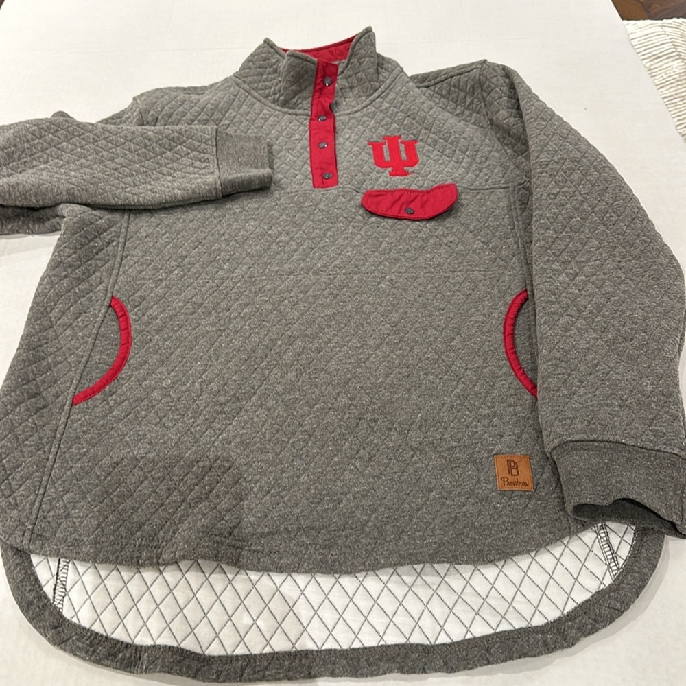 Indiana Hoosiers Women's XL Gray/Red Quarter-Snap Pullover Jacket - Picture 3 of 15